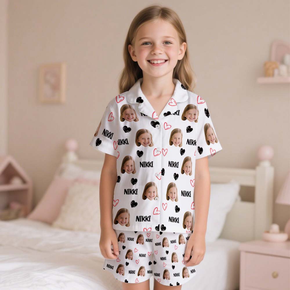 Custom Short Pajamas with Face and Name,Customized Pajama Set For Child