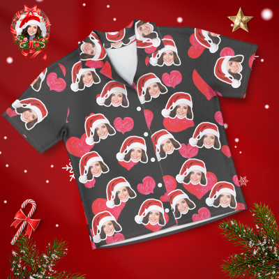 Custom Face Short Sleeved Pajama Shorts Personalized Photo Pajama Women Men Summer Pajamas Summer Gifts - Heart