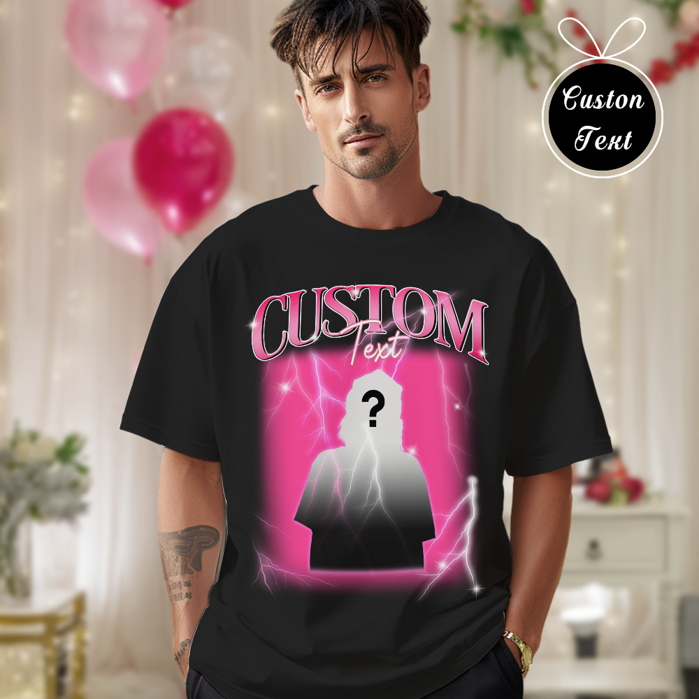 Custom Text Vintage T-shirt Personlised Funny Question Mark T-shirt Valentine's Gift 