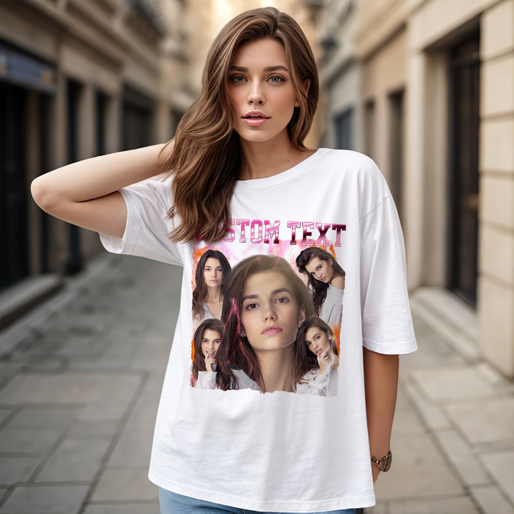 Custom Text and Photo Vintage Tee Custom Bootleg T-Shirts for Men and Women - CustomFacePajamas