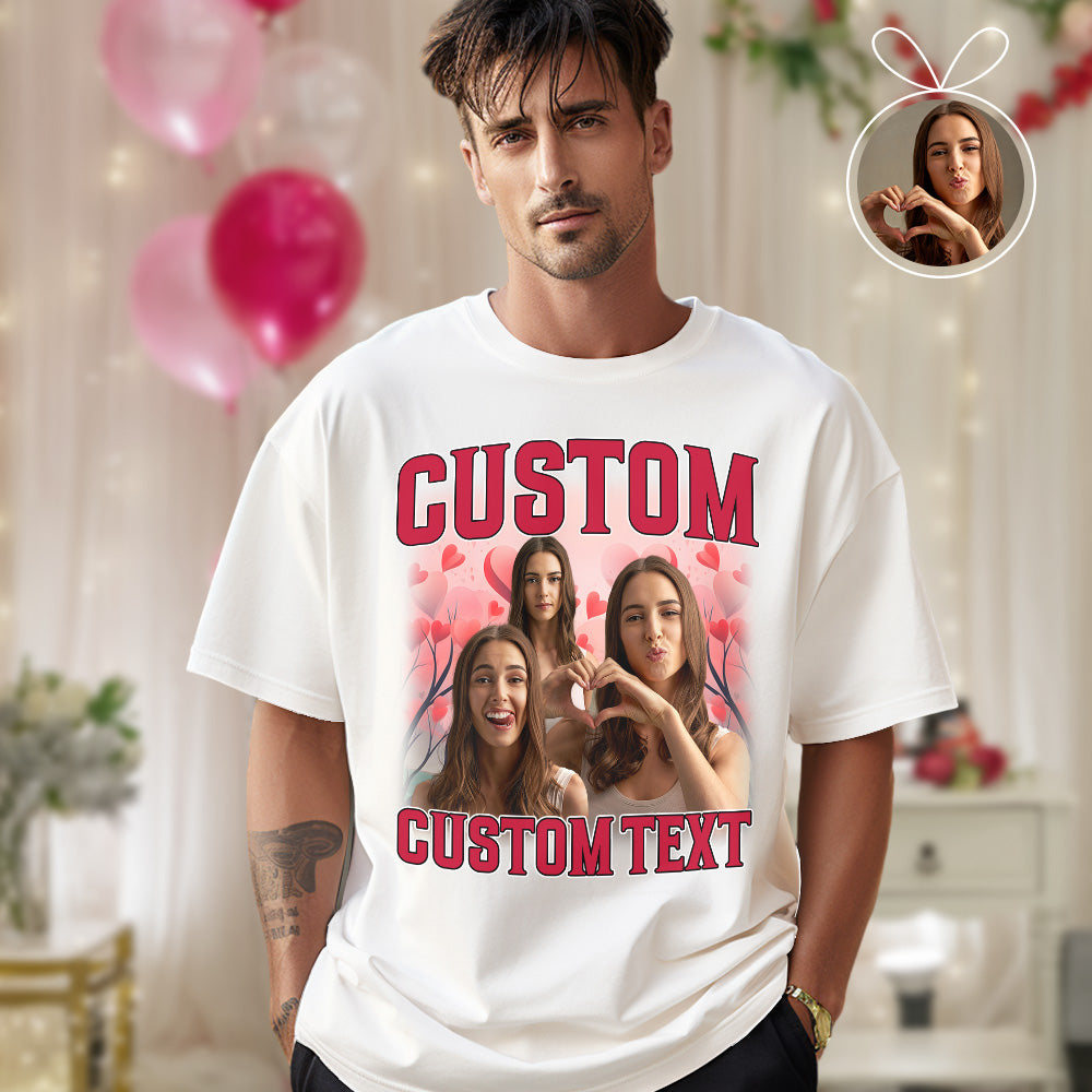 Custom Vintage Rap Shirt Personalized Photo And Text Shirt Gift Valentine's Day For Men