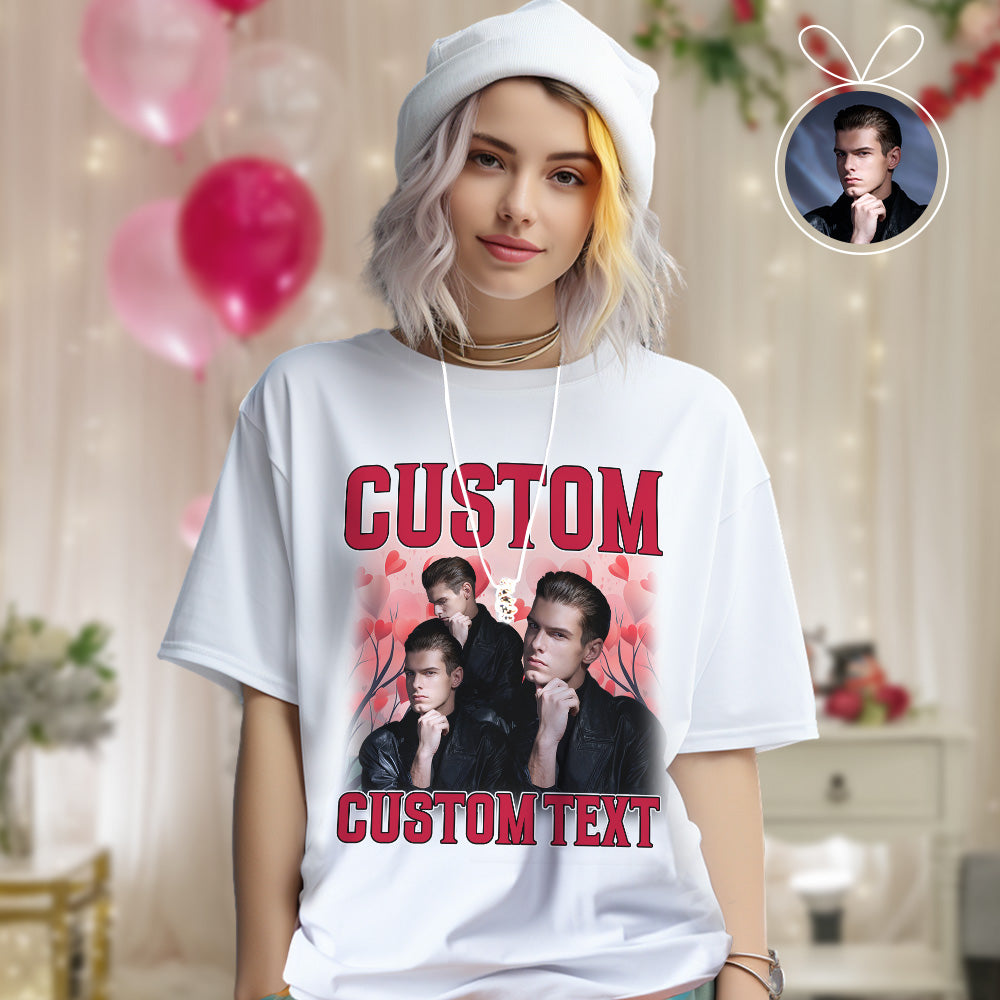 Custom Vintage Rap Shirt Personalized Photo And Text Shirt Gift Valentine's Day For Women