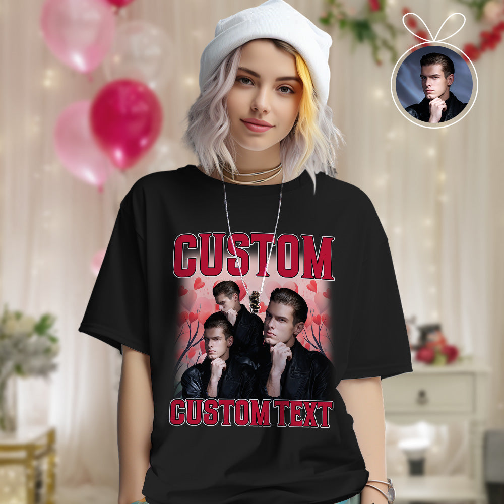 Custom Vintage Rap Shirt Personalized Photo And Text Shirt Gift Valentine's Day For Women