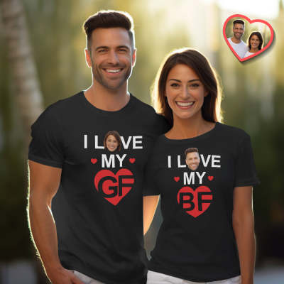 Custom Couple Matching T-shirts I Love My BF I Love My GF Valentine's Day Gift