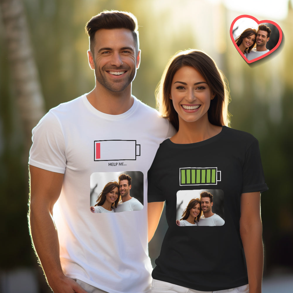 Custom Couple Matching T-shirts HELP ME Personalized Matching Couple Shirts Valentine's Day Gift - CustomFacePajamas