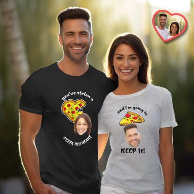 Custom Couple Matching T-shirts Pizza My Heart Personalized Matching Couple Shirts Valentine's Day Gift