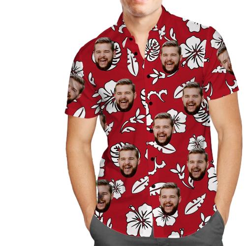 Custom Hawaiian Shirts Red Flowers Online Preview Personalized Aloha Beach Shirt For Men