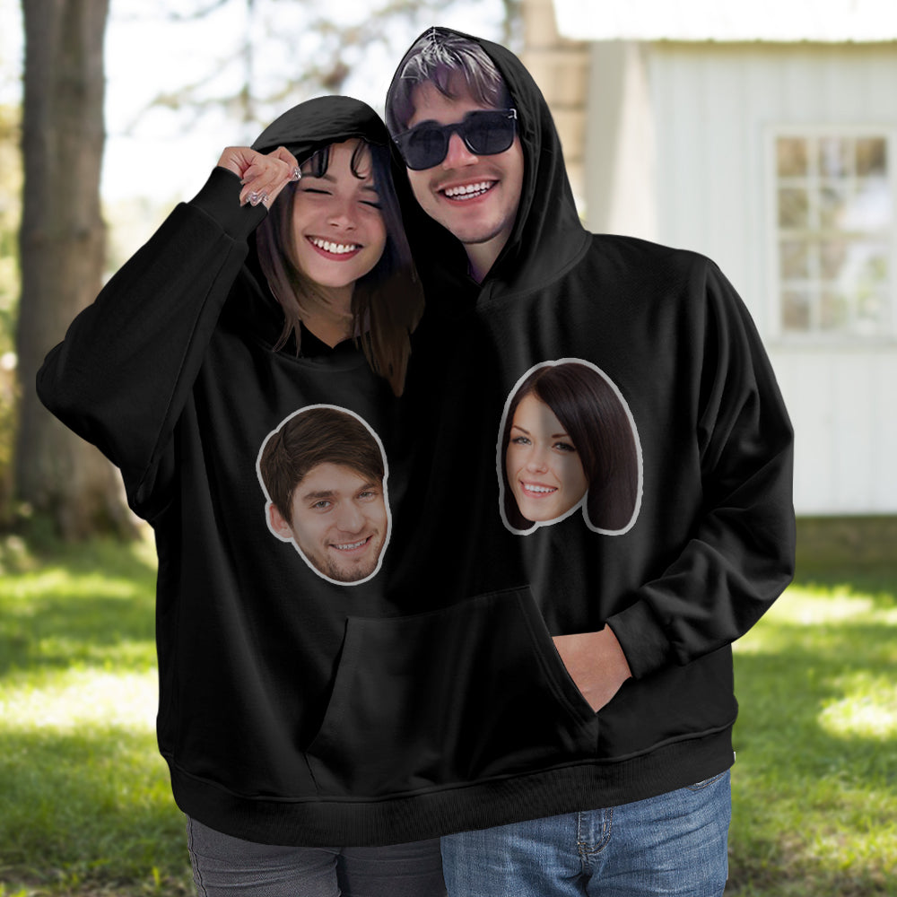 Custom Face Couples Photo Intimate One Piece Sweatshirt Hoodie Love Pajamas