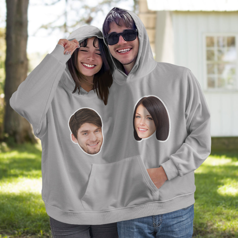 Custom Face Couples Photo Intimate One Piece Sweatshirt Hoodie Love Pajamas