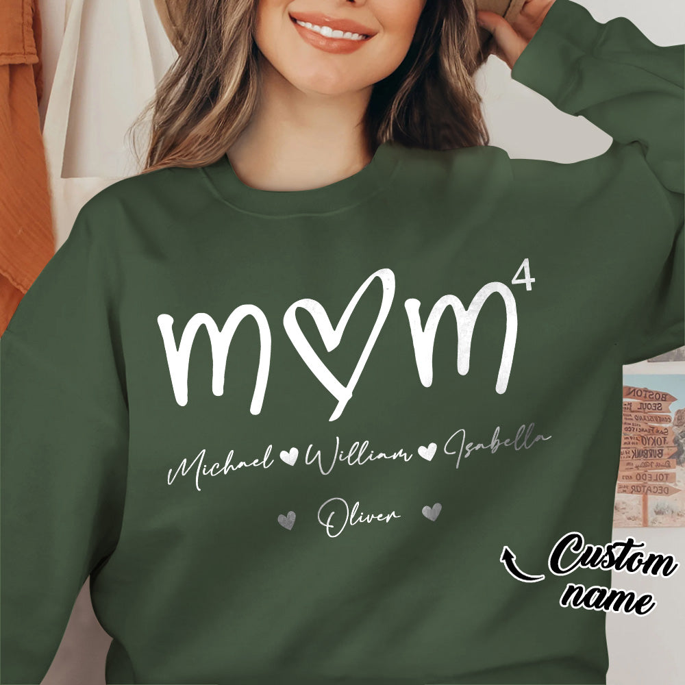 Custom Mama Sweatshirt with Kids Name Personalized Name Sweatshirt Mother's Day Gift - CustomFacePajamas