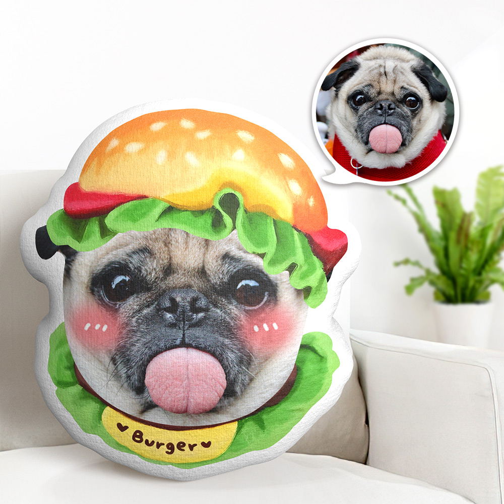 Plush Hamburger Pet Pillow - Cuddle Up with a Cute Foodie Friend for Kids & Adults Custom Pet Face Pillow - CustomFacePajamas