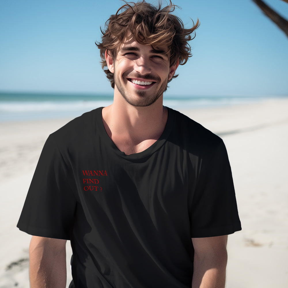Custom QR Code T-shirt Personalized Social Connection Shirt with Text WANNA FIND OUT? - CustomFacePajamas