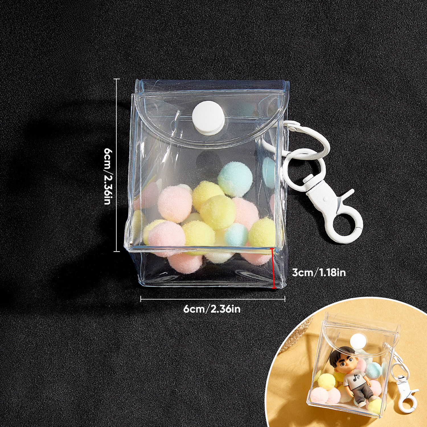 (Fits 4cm Figures) PVC Keychain Display Pouch Style B - CustomFacePajamas