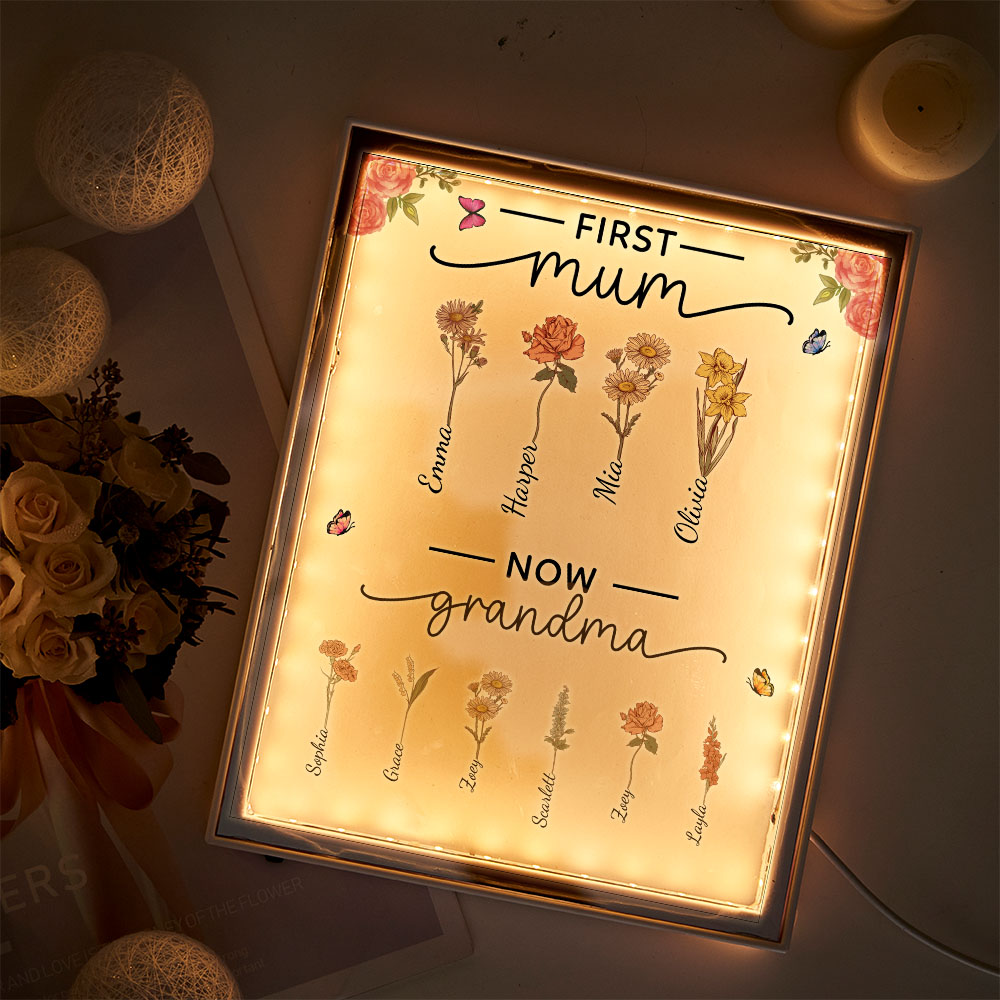 Personalised Lamp First Mum Now Grandma Night Light Mirror Mother's Day Gifts