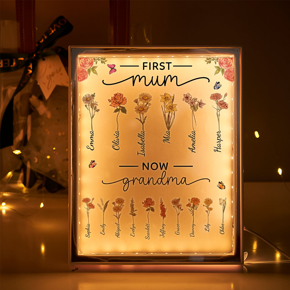 Personalised Lamp First Mum Now Grandma Night Light Mirror Mother's Day Gifts