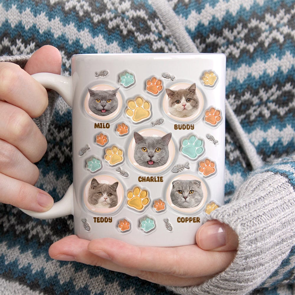 Custom Photo 3D Inflated Effect Cat Mug - CustomFacePajamas