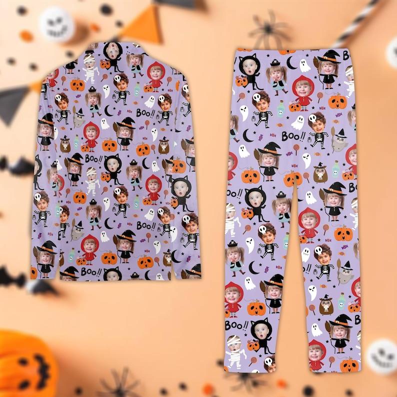 Custom Face Photo Family Halloween Pajamas, Halloween Pajamas Set, Ghost Spooky Pajamas