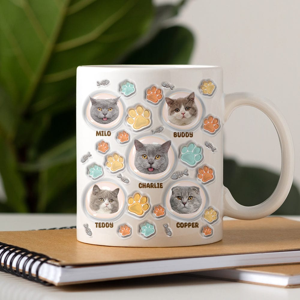 Custom Photo 3D Inflated Effect Cat Mug - CustomFacePajamas