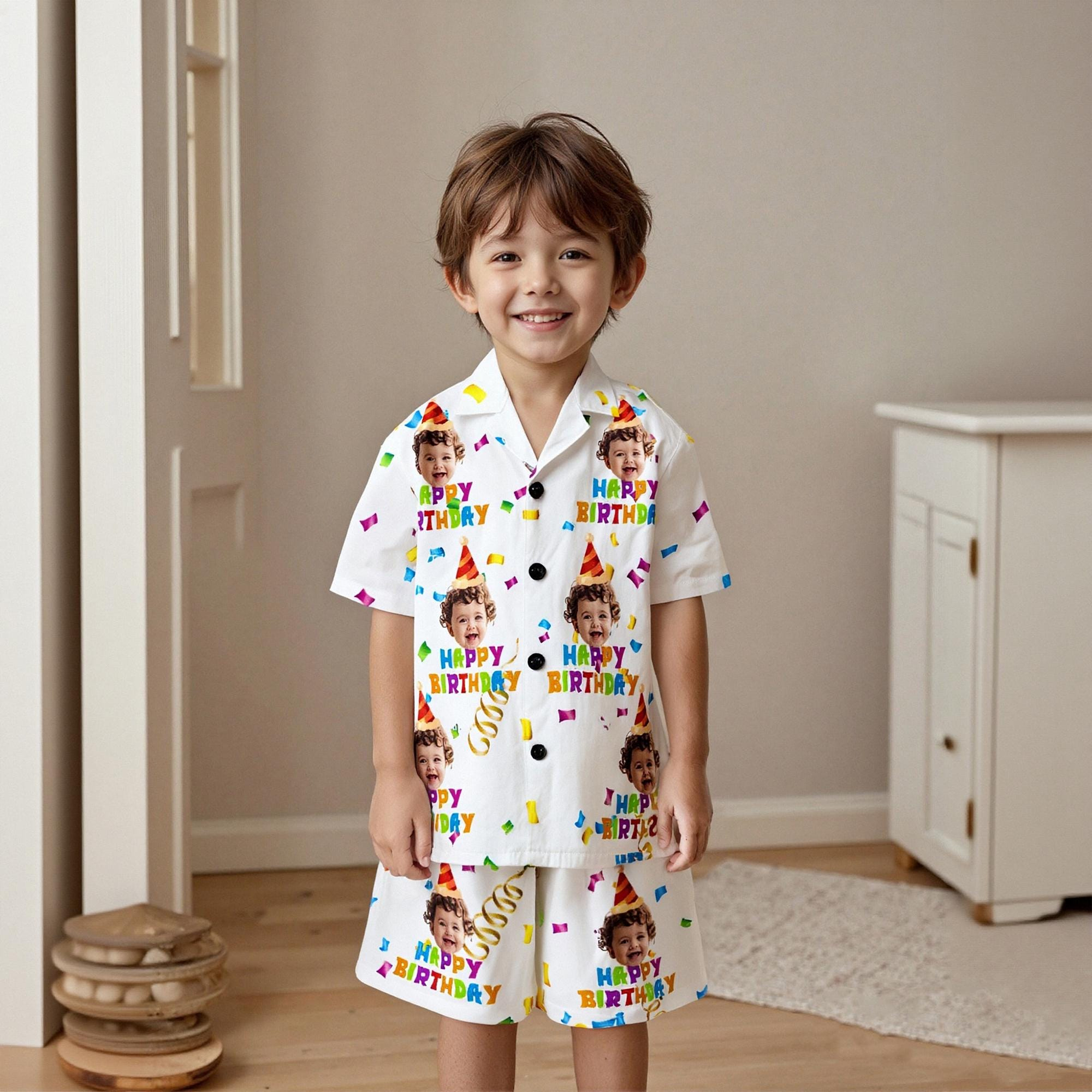 Custom Short Pajamas with Face and Name,Customized Pajama Set For Men/Women,Personalized Short Sleeve Family Pajama Set,Birthday/Party Gifts