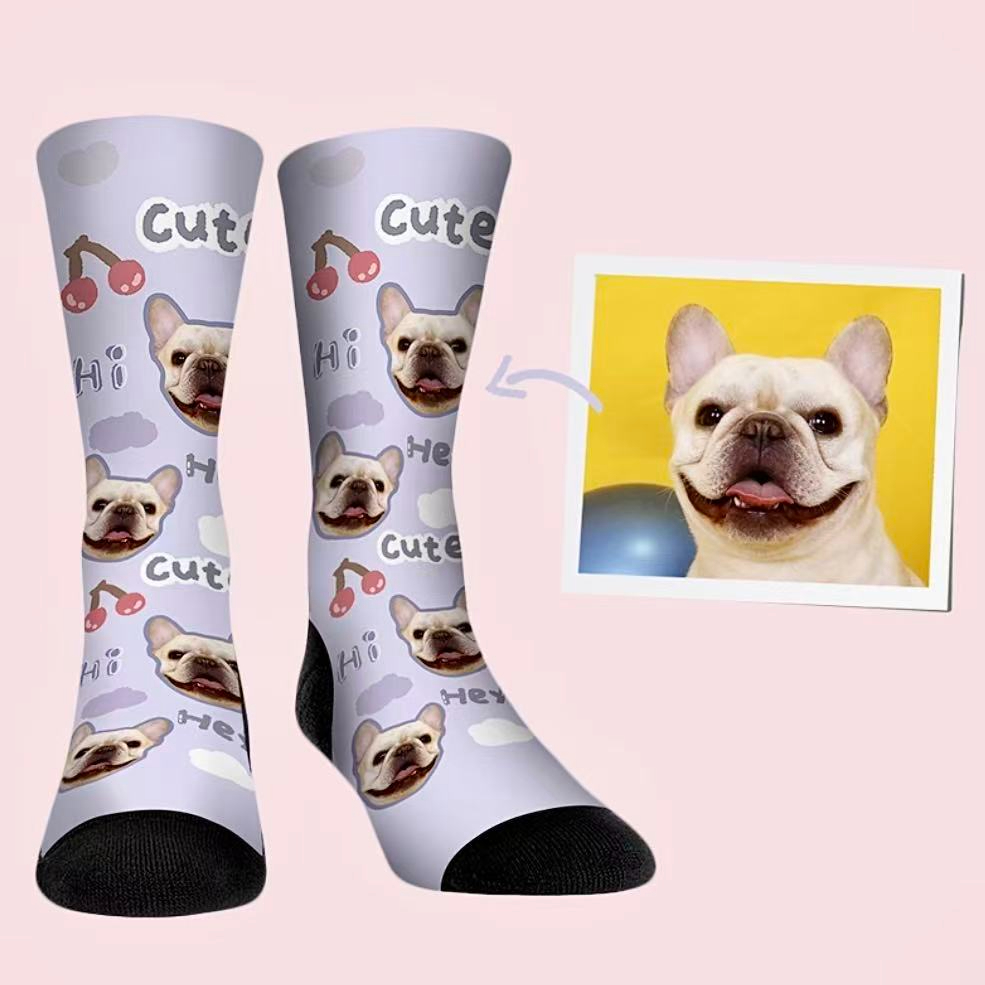 Custom Pet Socks - Personalized Photo Socks with Your Dog or Cat's Face