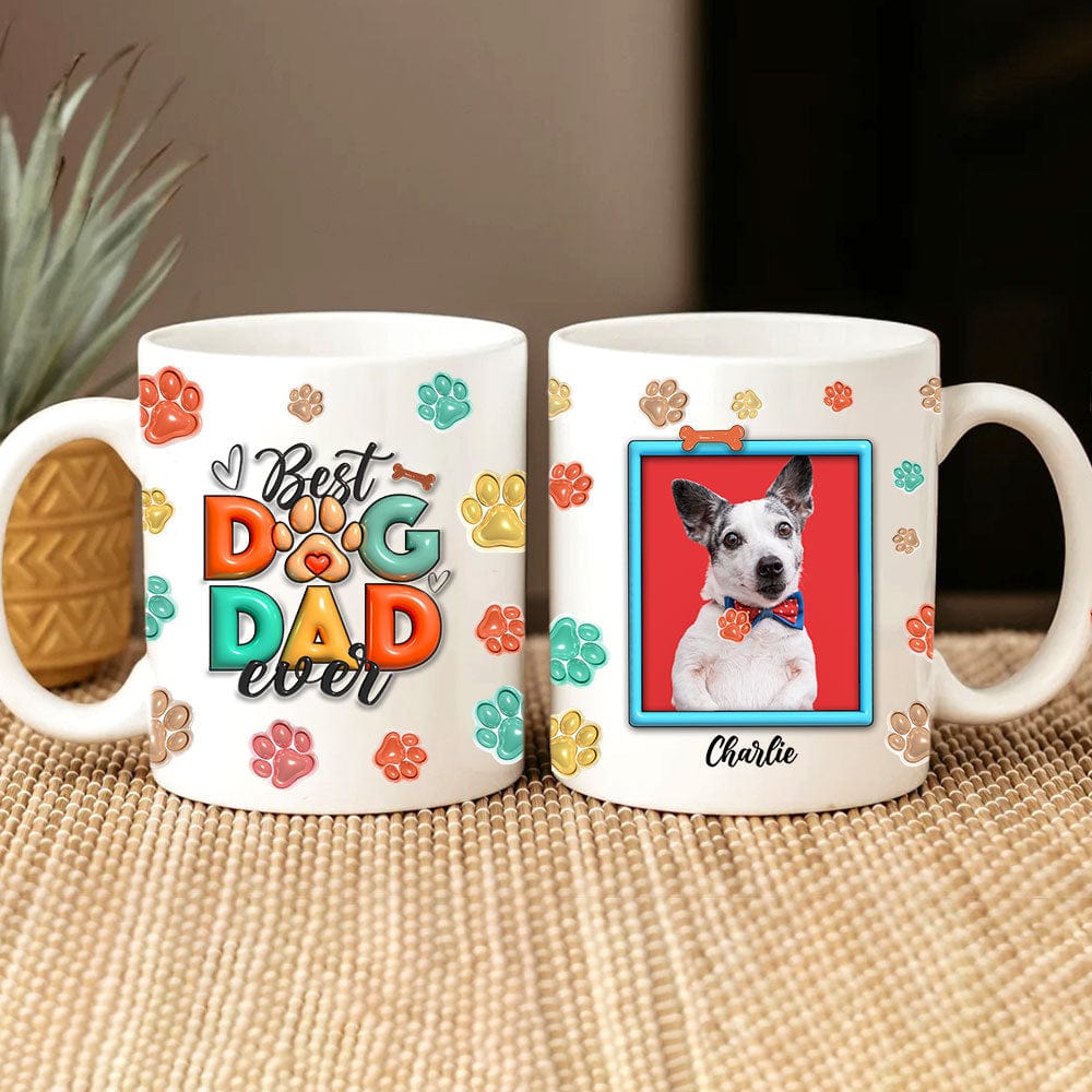 Custom Photo Best Dog Cat Mom Dad Ever With 3D Inflated Pet Mug - CustomFacePajamas