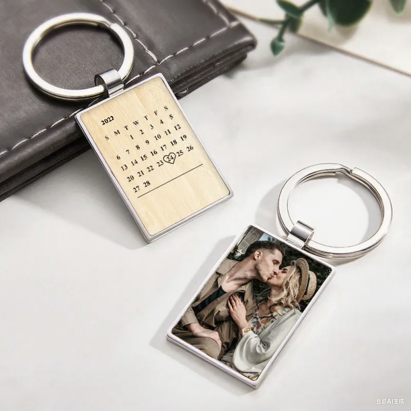 Personalized Photo Calendar Keychain Custom Engraved Picture Keyring Anniversary Gift