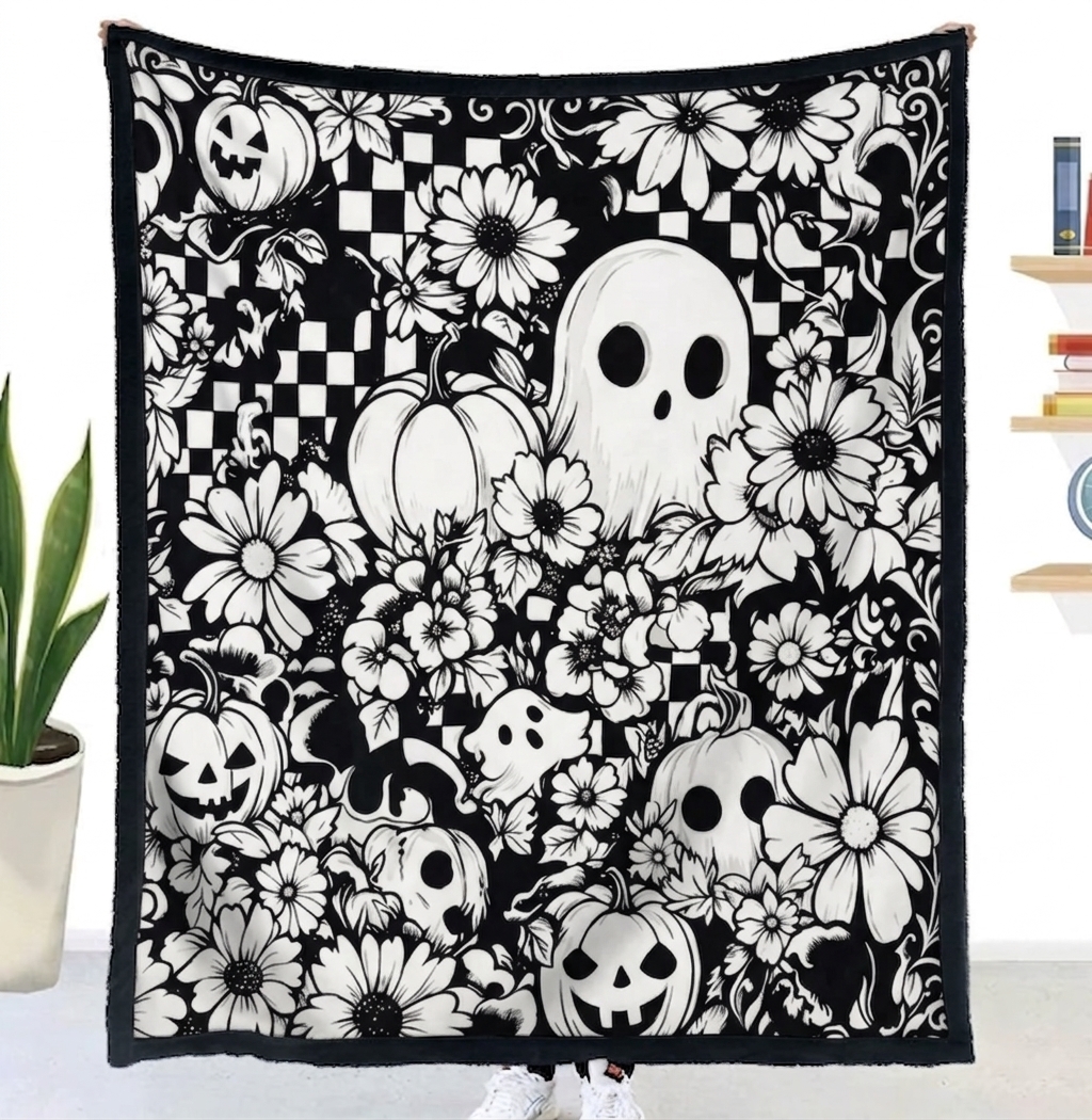 Halloween DIY Drawing Blanket – Creative Art Blanket for Kids & Adults, Spooky Halloween Activity Gift - MyFaceTshirt