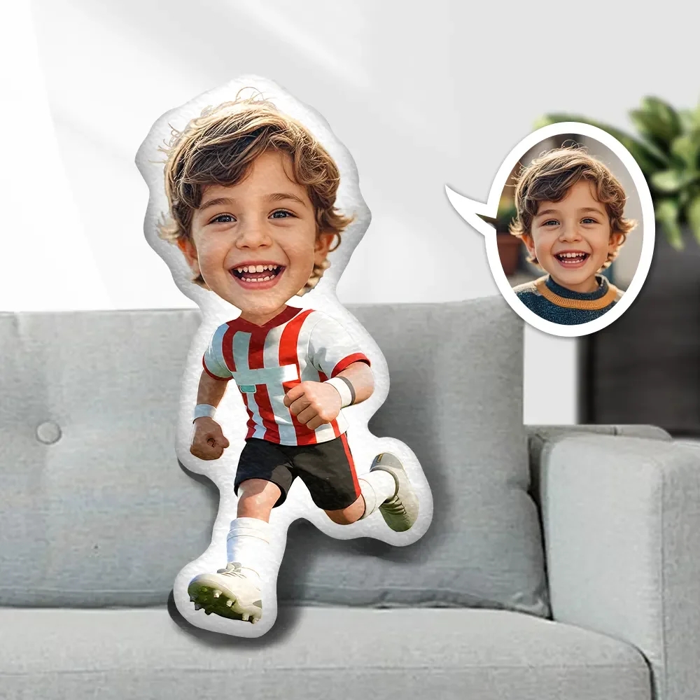 Custom Minime Pillow Laughing Athlete Memory Red and White Birthday Children's Day