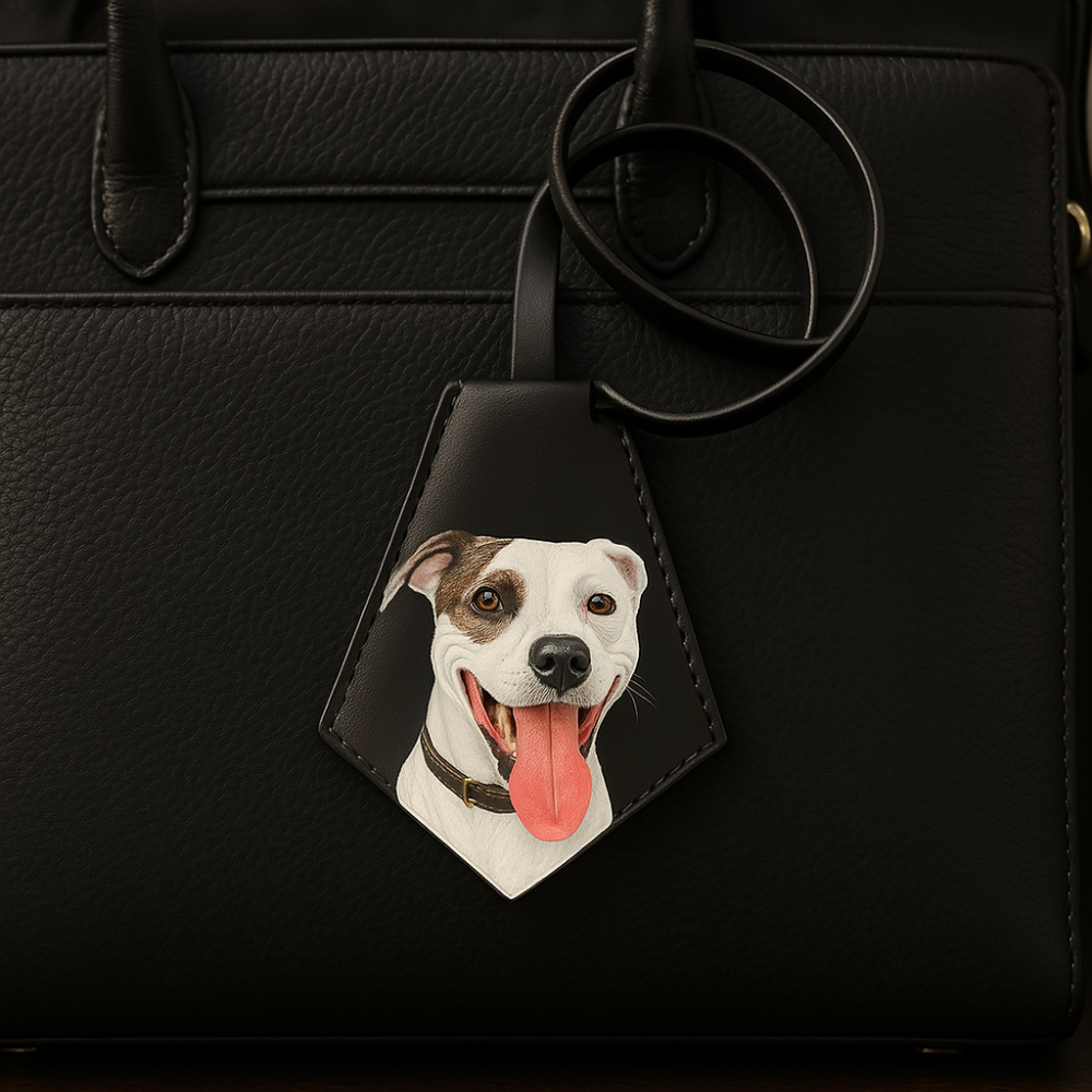 Custom Pet Photo Leather Bag Charm Tag-Unique Personalised Gift Bag Charm - Pet Portrait - Dog Memorial - Leather fashion accessories