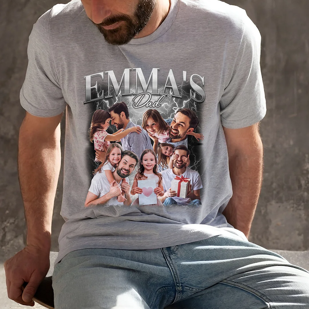 Custom Name T-shirt Personalized Photo Vintage Tee Dad Fathers Day Gifts