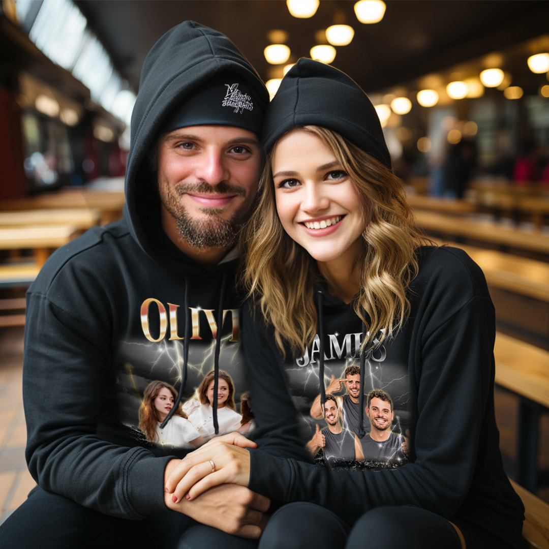 Custom Photo Vintage Personalized Name Hoodie