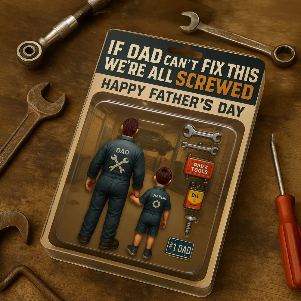 If Dad Can't Fix This We're All Screwed Mechanic Handy Man – Custom Figure Personalized Acrylic Block Plaque, Father's Day Gift for Dad or Husband