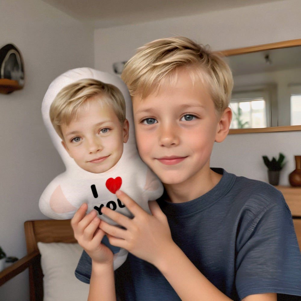I LOVE YOU Minime Throw Pillow Custom Face Pillow Personalized Photo Pillow for Kids - MyFaceTshirt