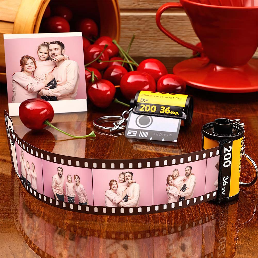 Custom Film Roll Keychain Creative Personalized Photo Keyring Camera Picture Gifts for Her - MyFaceTshirt