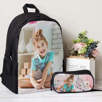 Back To School Custom Photo Backpack And Pencil Case Set - MyFaceTshirt