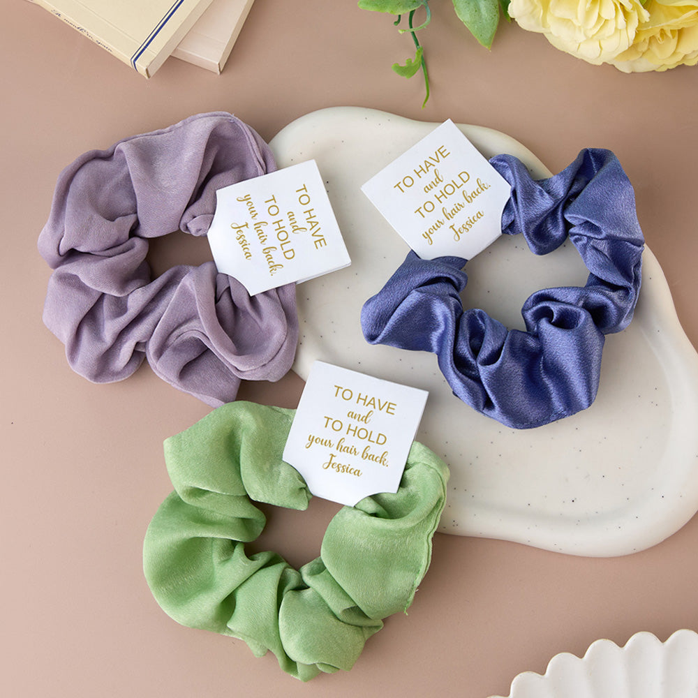 Personalized Bridesmaid Hair Scrunchies Tie the Knot Scrunchies Bridesmaid Gifts - MyFaceTshirt