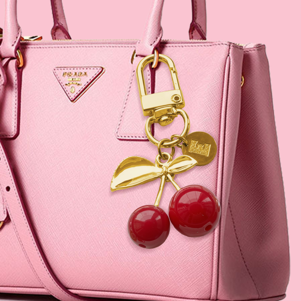 Personalized Cherry Blossom Bag Charm - Handmade Fruit Jewelry Gift for Women/Mom, Custom Engraved Keychain for Coach Purse Lovers | Birthday/Mothers Day Cute Accessory - MyFaceTshirt