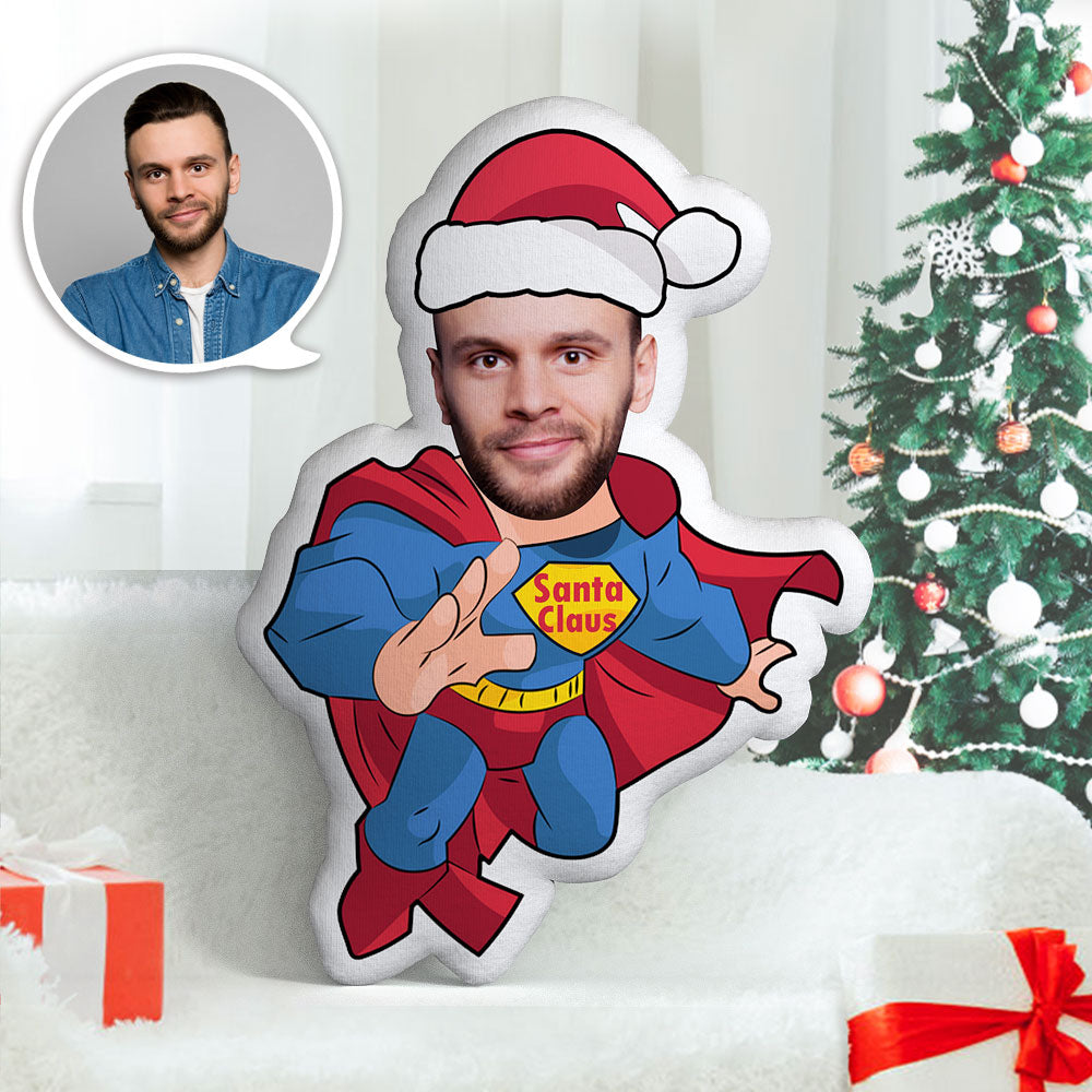 Christmas Gift Personalized Face Pillow Santa Superman MiniMe Doll - MyFaceTshirt