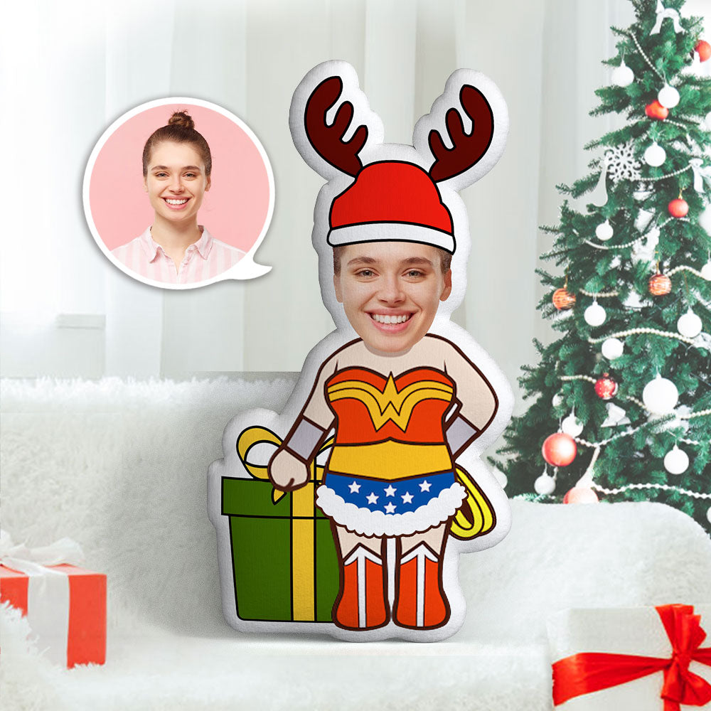 Christmas Gift Personalized Face Elk Wonder Woman MiniMe Doll - MyFaceTshirt