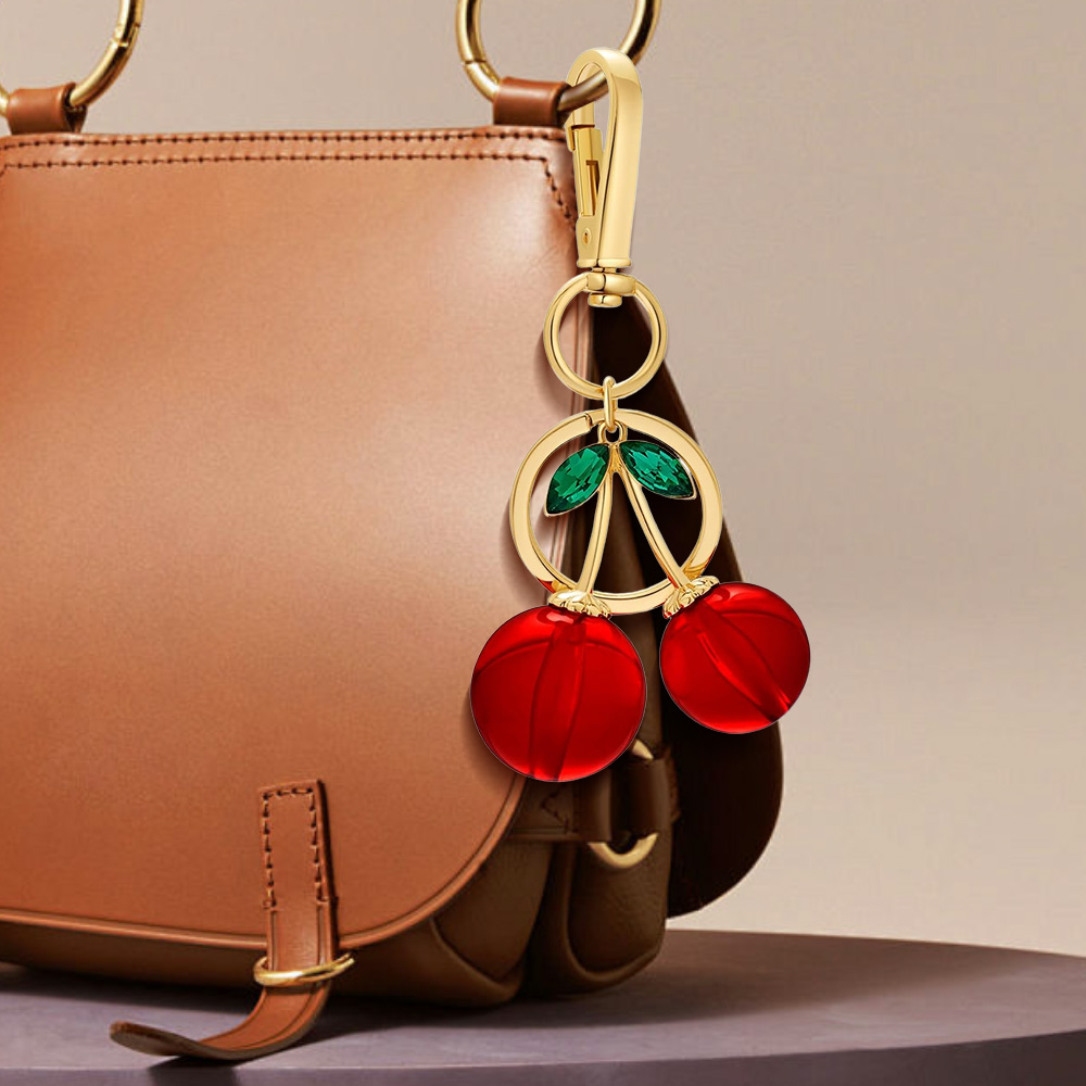 Bag Charm for Women With Red Rhinestones Trendy Gold Bag Heart Charms Key Pendant Trendy Purse Charms Car Jewelry - MyFaceTshirt