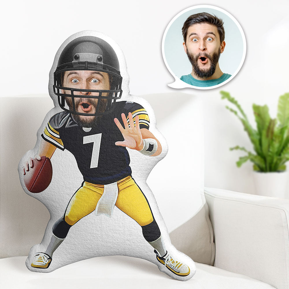 Custom Body Pillow Super Bowl Rugby Passing Personalized Face Throw Pillow Best Gift for Him - MyFaceTshirt