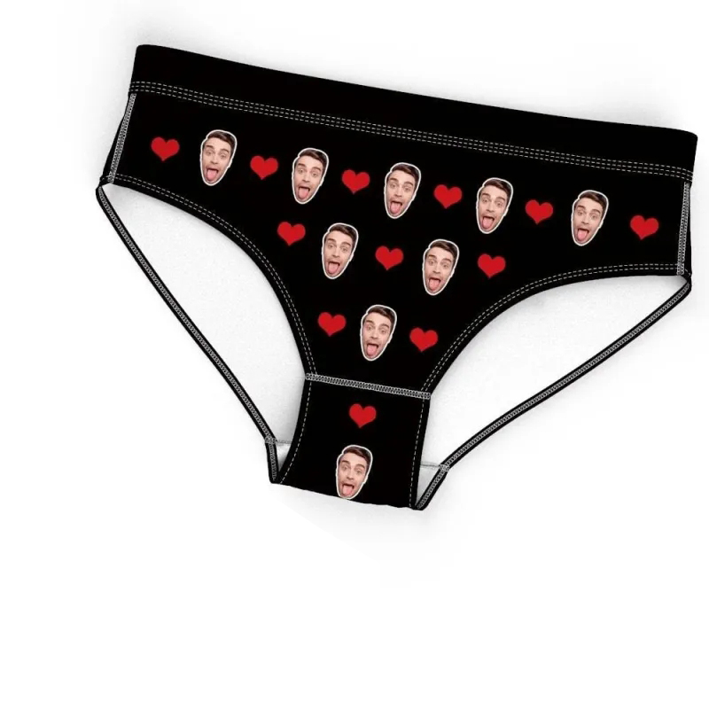 Custom Face Women Panties Heart Underwear Printed Sexy Fun Funny Panties