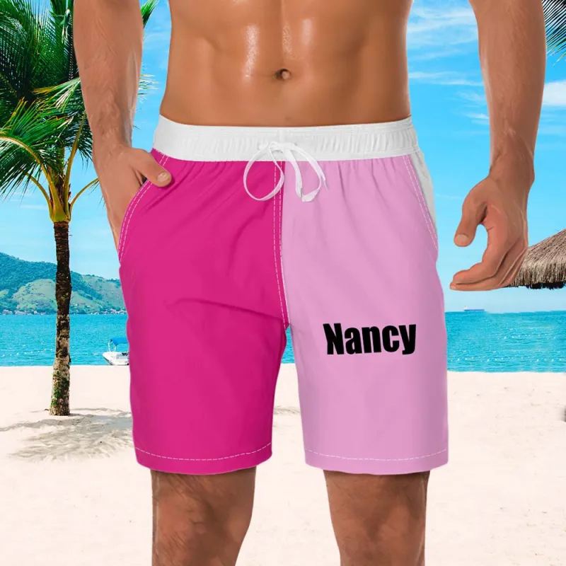 Custom Men's Beach Shorts Custom Name Swim Trunk-Contrast Color