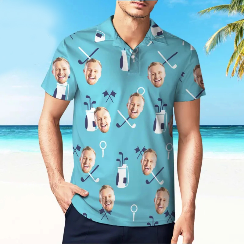 Custom Men's Face Polo Shirt Golf Polo Shirts For Him Golf Clubs