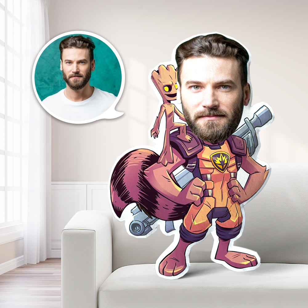 Custom Rocket Racoon & Baby Groot MiniMe Pillow Face Pillow Personalized Guardians of the Galaxy Pillow Custom Pillow Picture Pillow - MyFaceTshirt