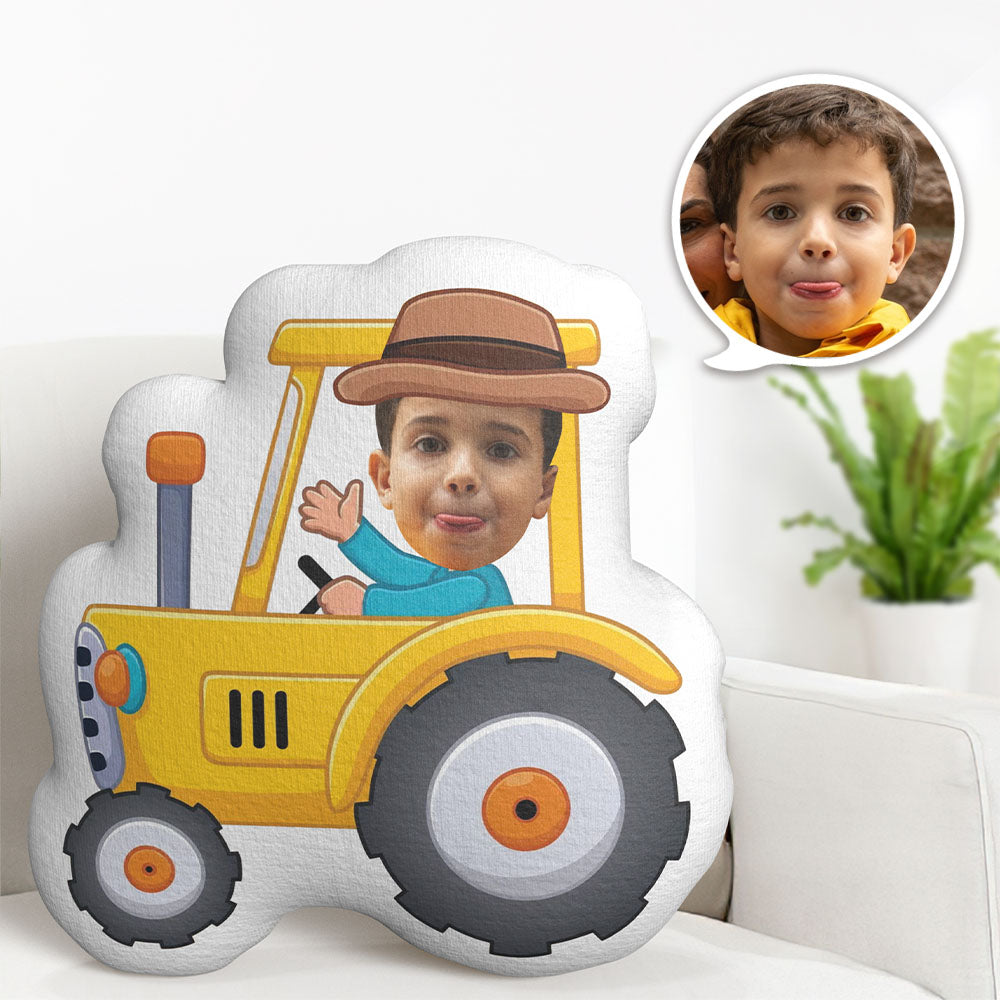 Custom Face Photo Pillow Tractor Driver My Face Doll Pillow MiniMe Personalized Pillow Gifts for Kid - MyFaceTshirt