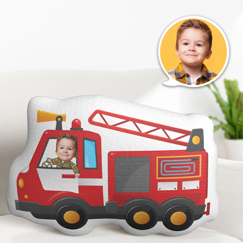 Personalized Face Pillow Fire Truck Driver Custom Photo Doll MiniMe Pillow Gifts for Kids - MyFaceTshirt