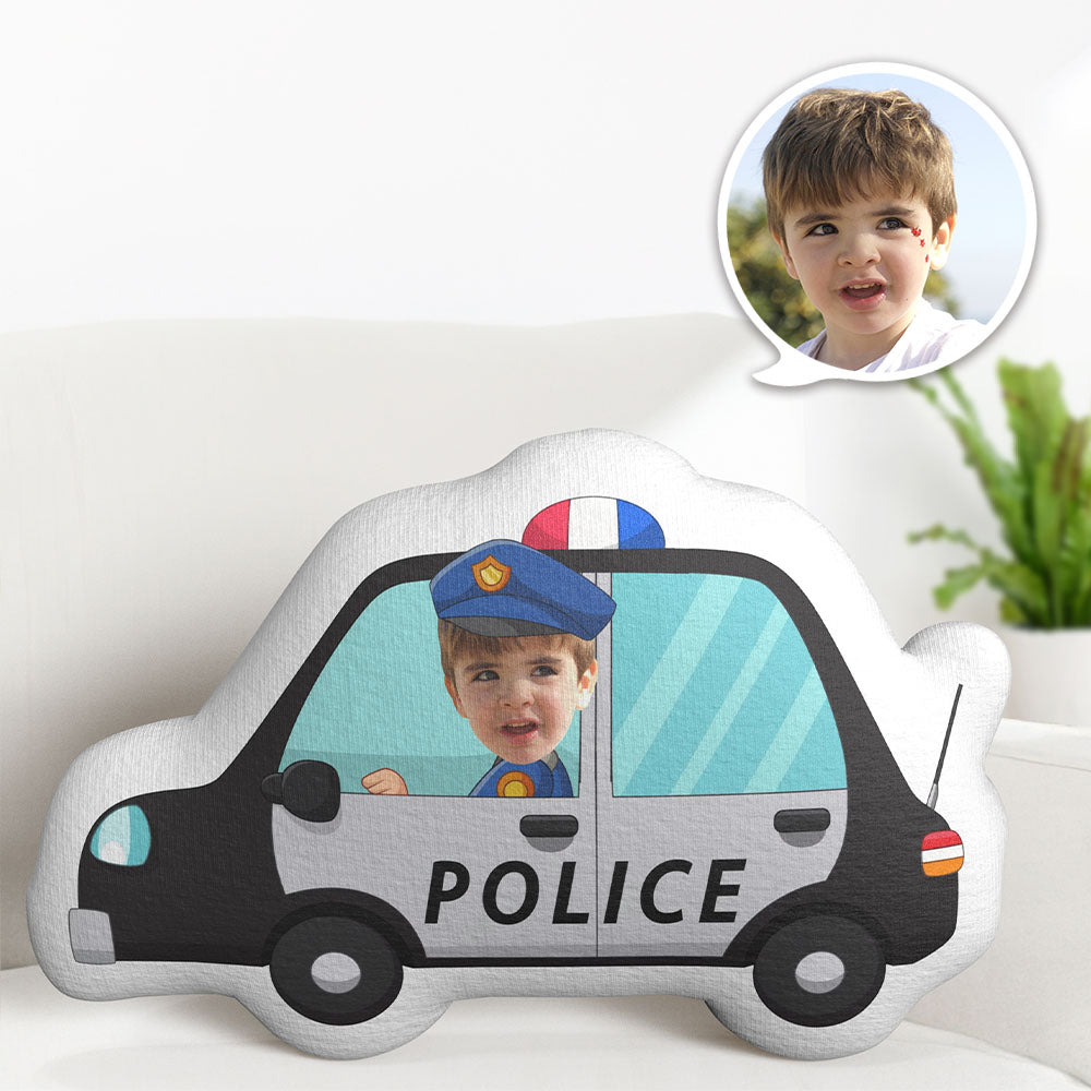 Personalized Face Pillow Police Car Driver Custom Photo Doll MiniMe Pillow Gifts for Kids - MyFaceTshirt