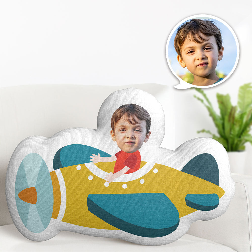 Custom Face Pillow Aircraft Personalized Photo Doll MiniMe Pillow Gifts for Kids - MyFaceTshirt