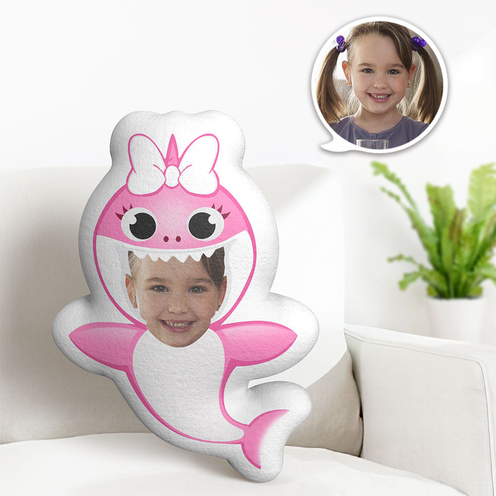 Custom Face Pillow Minime Dolls Pink Shark Personalized Photo Gifts for Girl - MyFaceTshirt